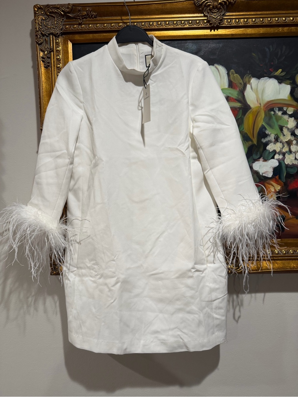 Tuckernuck White Feather-Cuff Midi Dress